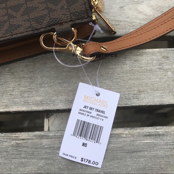 Michael Kors double zip wallet NWT brown acorn - Picture 4 of 7